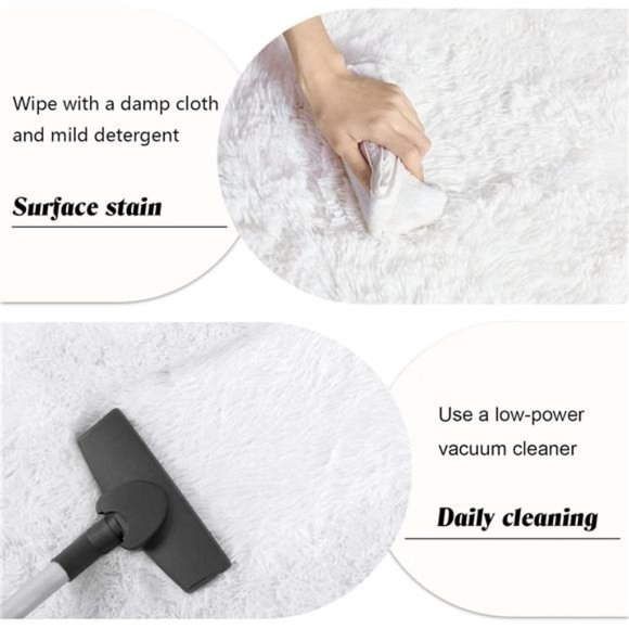 Soft Shag Runner Rug for Bedroom,2x6 Feet Fluffy Rugs with Non-Slip Bottom,White - Picture 5 of 6